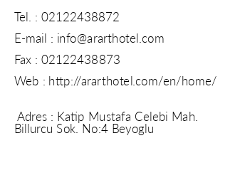 Arart Hotel iletiim bilgileri